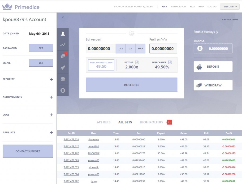 primedice crypto dice game